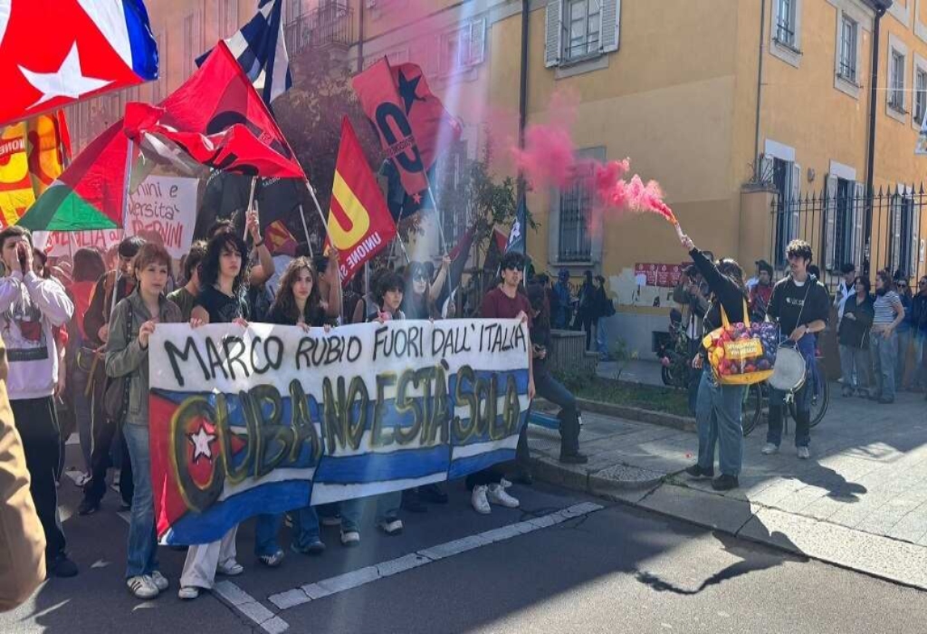 Italia: marchan contra visita de Marco Rubio y en respaldo a Cuba